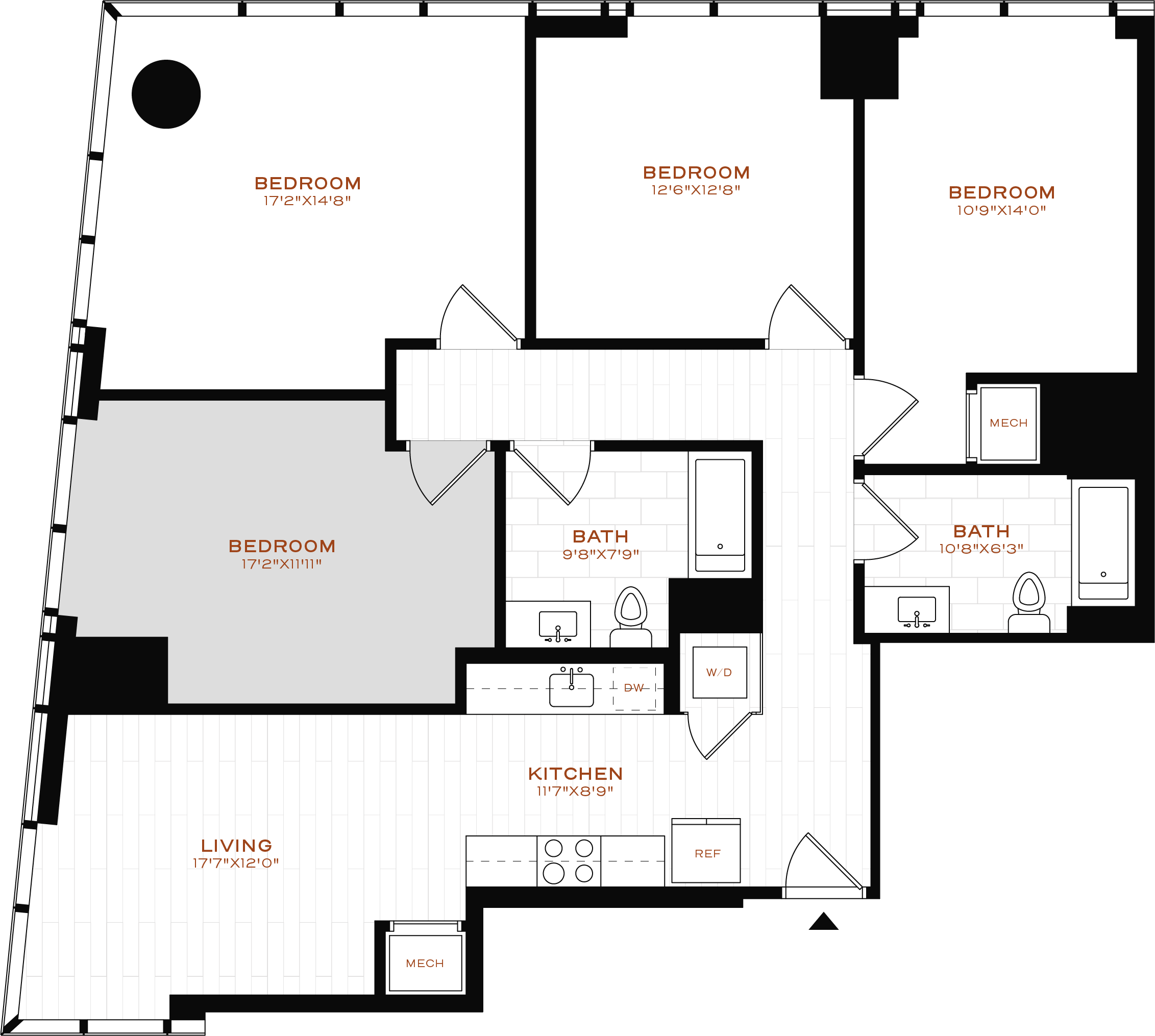 Rendering of the Co-Living LT-09 Bedroom 1 Floor Plan